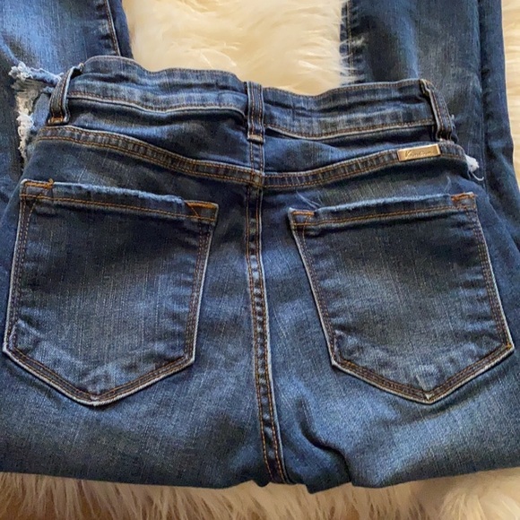 KanCan Blue Skinny Jeans with Vintage Distressing - Picture 5 of 10